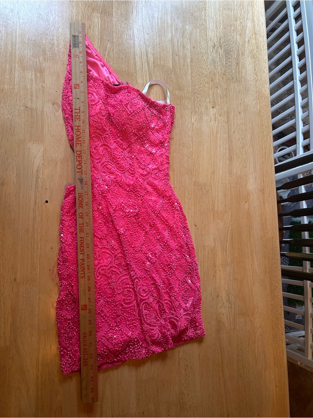 Neon Pink Beaded Cutout Mini Dress - Picture 7 of 12